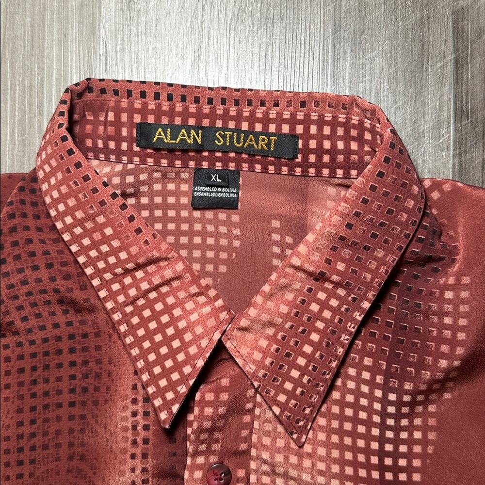 Alan Stuart Checkered Half Button Banded Hem Polo - XL - Picture 5 of 6